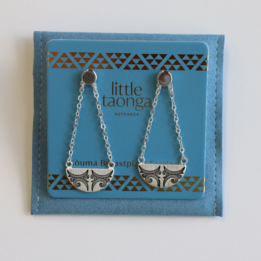 Kauae Breastplate Silver Earrings