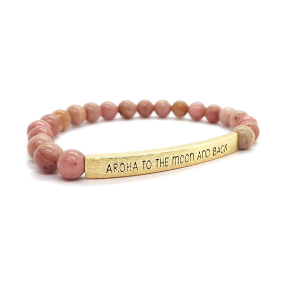 Rhodonite Gemstone Bracelet – Aroha to the moon and back