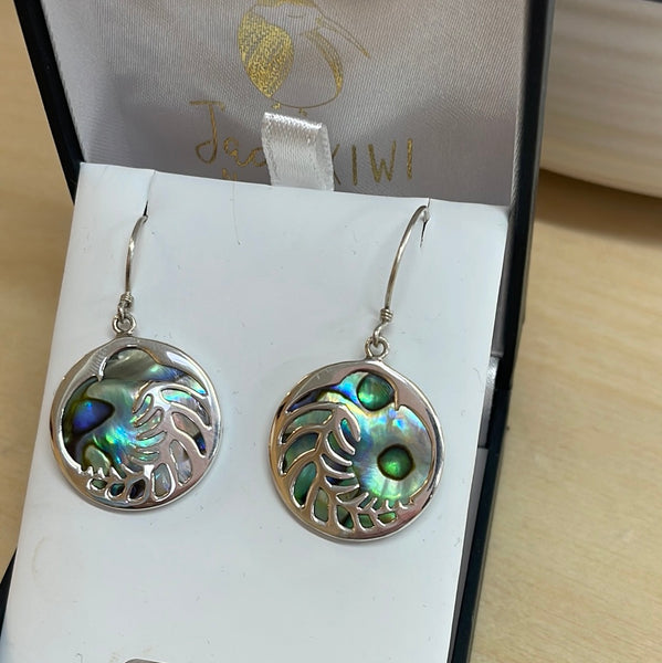 Sterling silver kiwi with silver fern earrings
